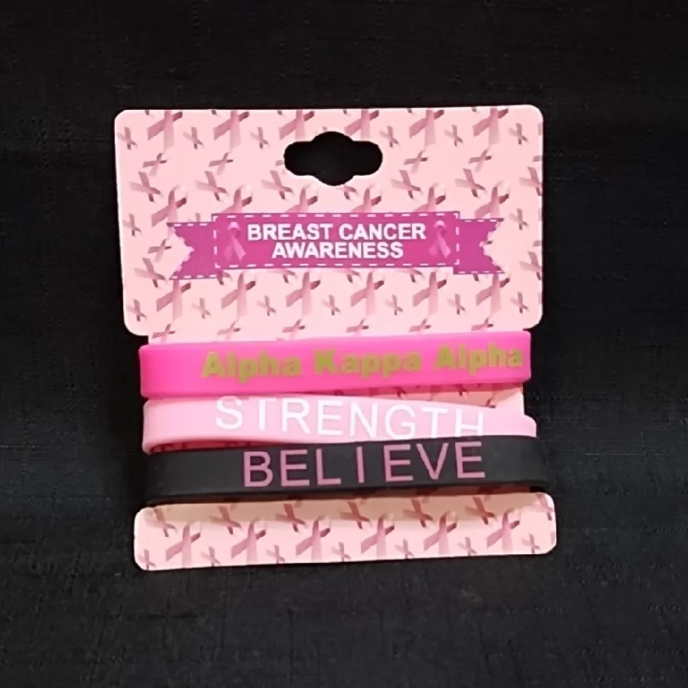 Alpha Kappa Alpha AKA Breast Cancer Awareness Bracelets Set